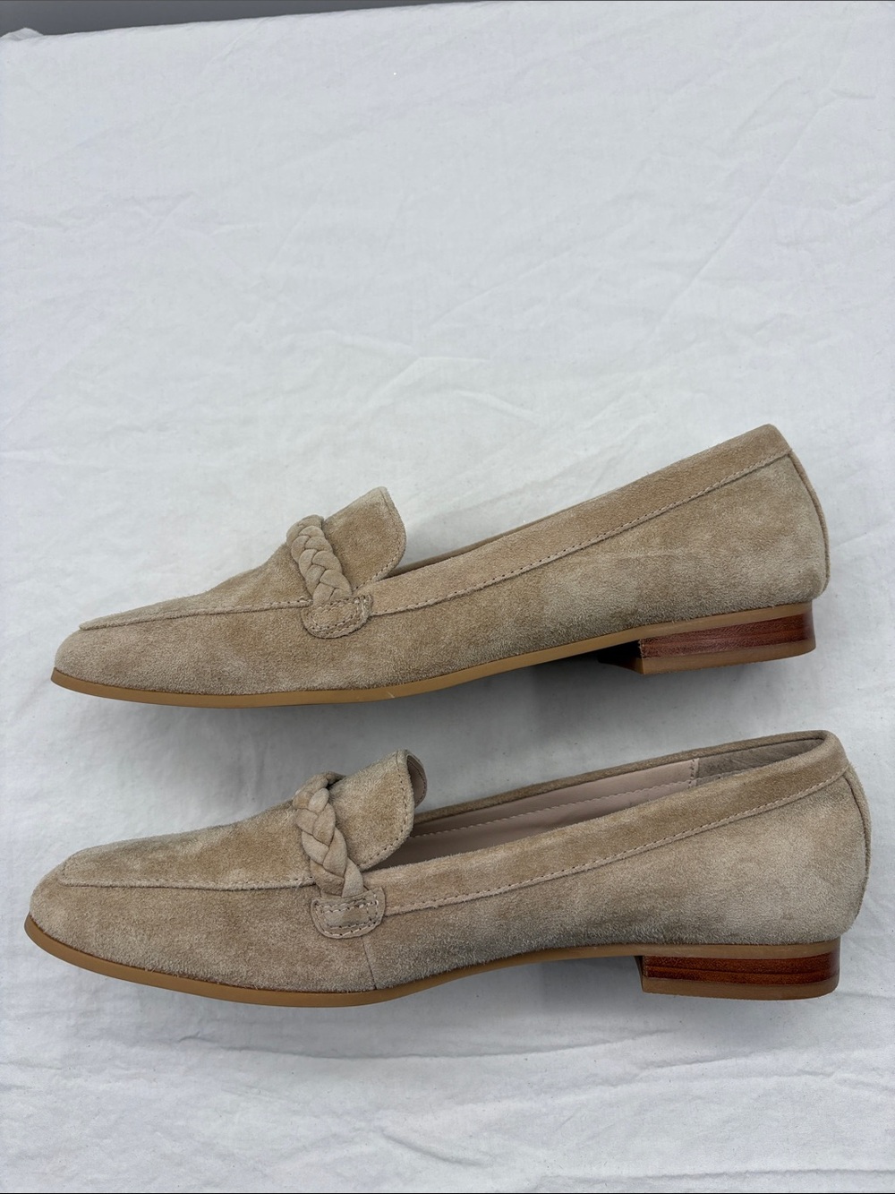 Like NEW! Joie Taupe Suede Braided Loafers. 9.5M. - Picture 8 of 9